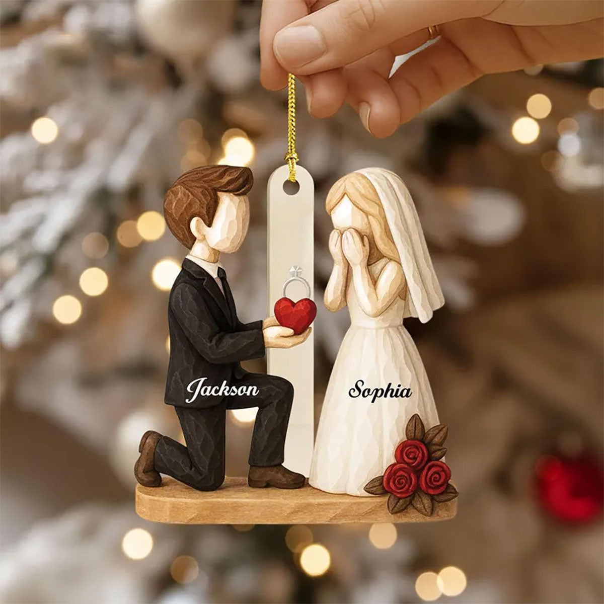 ''She Said Yes''- Personalized Proposal Ornament, Newlyweds Gift