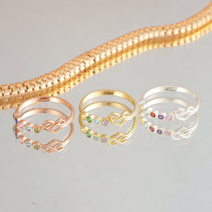 Personalized Grandma Mom 1-6 Family Love Knot Birthstones Ring