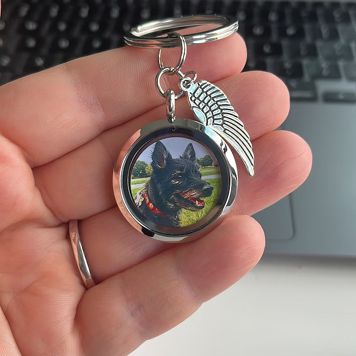Personalized Pet Fur Memorial Keychain With Photo