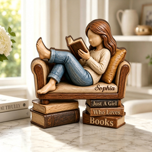 Personalized Wooden Book Lover Block, Just A Girl Boy Who Loves Books