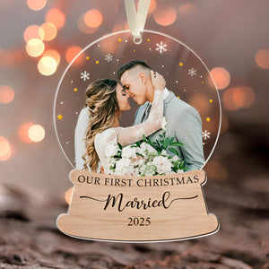 First Christmas Married - Custom Photo Couple Ornament