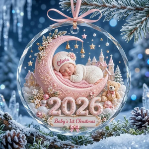 Personalized Baby First Christmas Crystal Ornament-Custom Baby Name