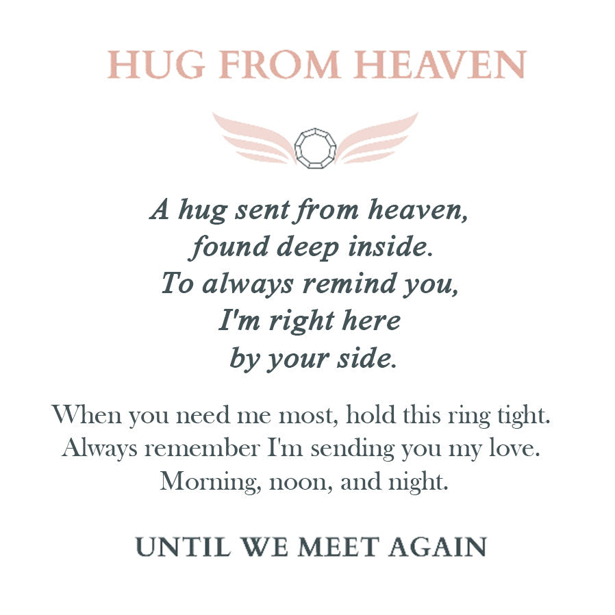 Personalized Hug From Heaven Memorial Angel Wings Ring