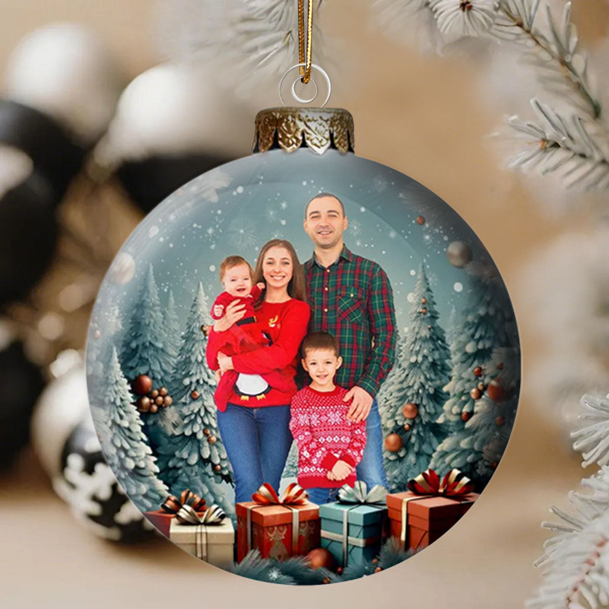 Custom Photo Family Is The True Meaning Of Christmas - Personalized Ornament