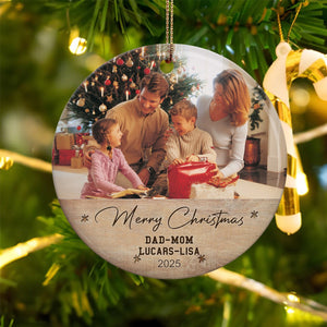 Custom Family Photo Christmas Ornament, Holiday Xmas Tree Decoration