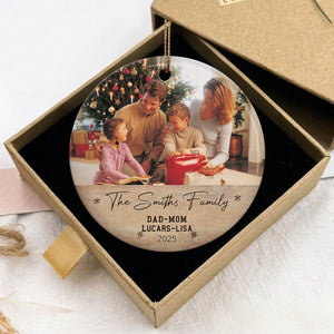 Custom Family Photo Christmas Ornament, Holiday Xmas Tree Decoration