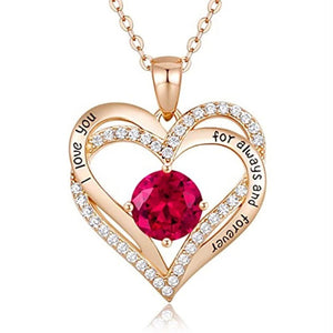 New Style Crystal Necklace Double Heart Mother Gift