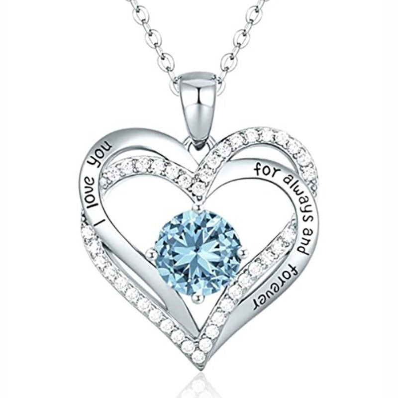 New Style Crystal Necklace Double Heart Mother Gift