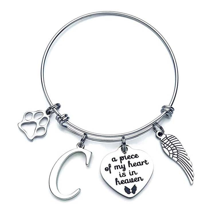 Memorial A Piece Of My Heart In Heaven Dog Paw Bracelet