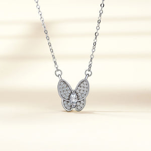 Fully-jewelled S925 Pure Silver Butterfly Fashion Necklace