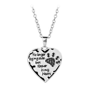 No Longer By My Side Heart Dog Paw Necklace