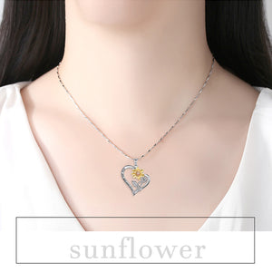 S925 Pure Silver Fashion Sunflower Double Color Necklace