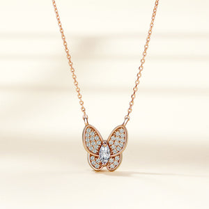 Fully-jewelled S925 Pure Silver Butterfly Fashion Necklace