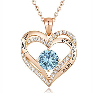 New Style Crystal Necklace Double Heart Mother Gift