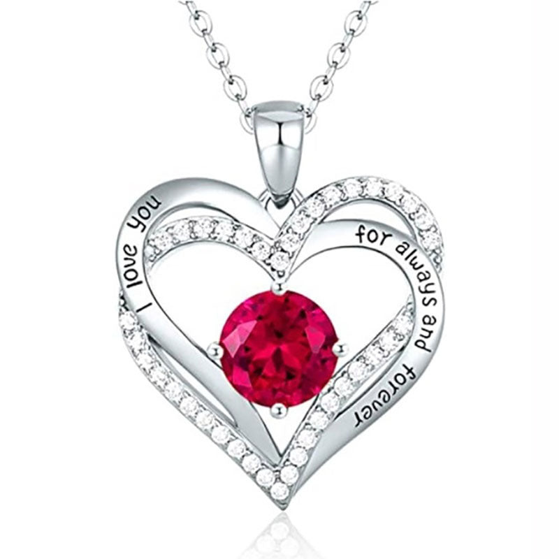 New Style Crystal Necklace Double Heart Mother Gift