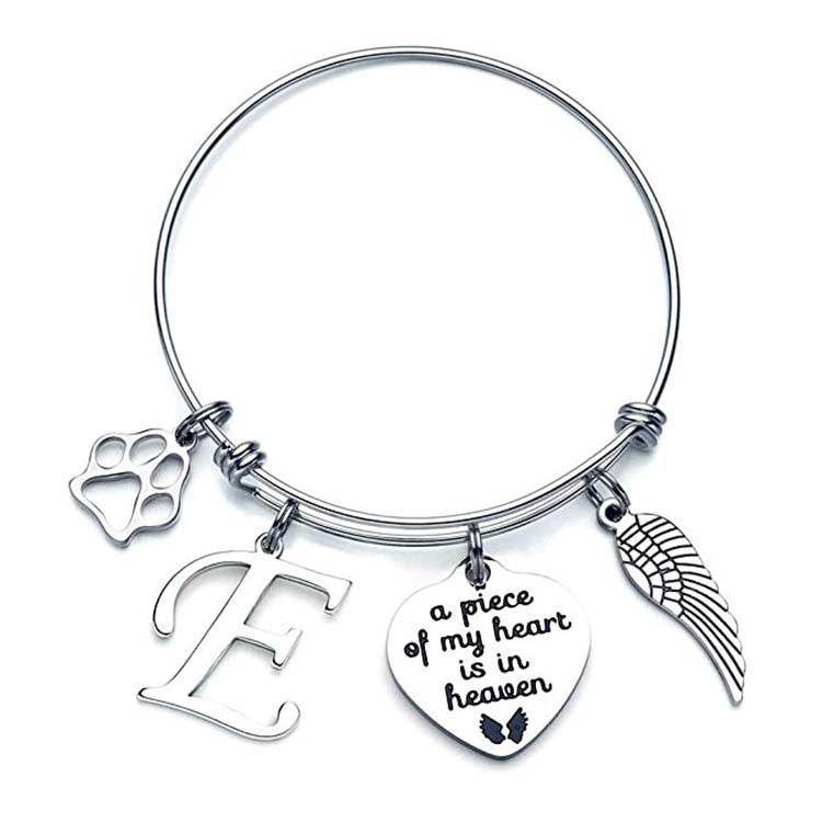 Memorial A Piece Of My Heart In Heaven Dog Paw Bracelet