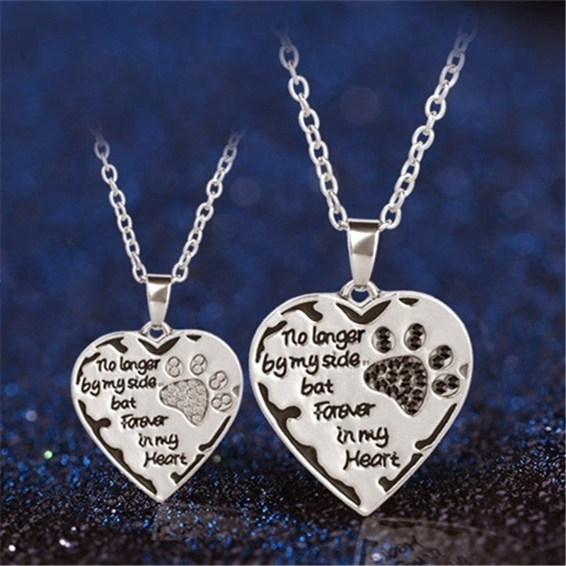 No Longer By My Side Heart Dog Paw Necklace