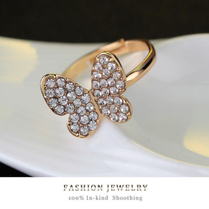 Butterfly Diamond Necklace Earrings Rings Bracelets Four-piece Set
