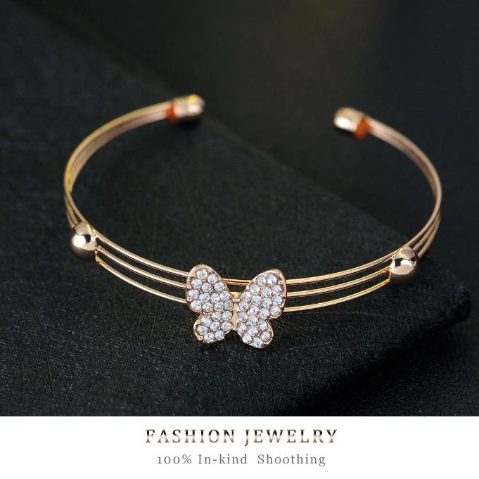 Butterfly Diamond Necklace Earrings Rings Bracelets Four-piece Set