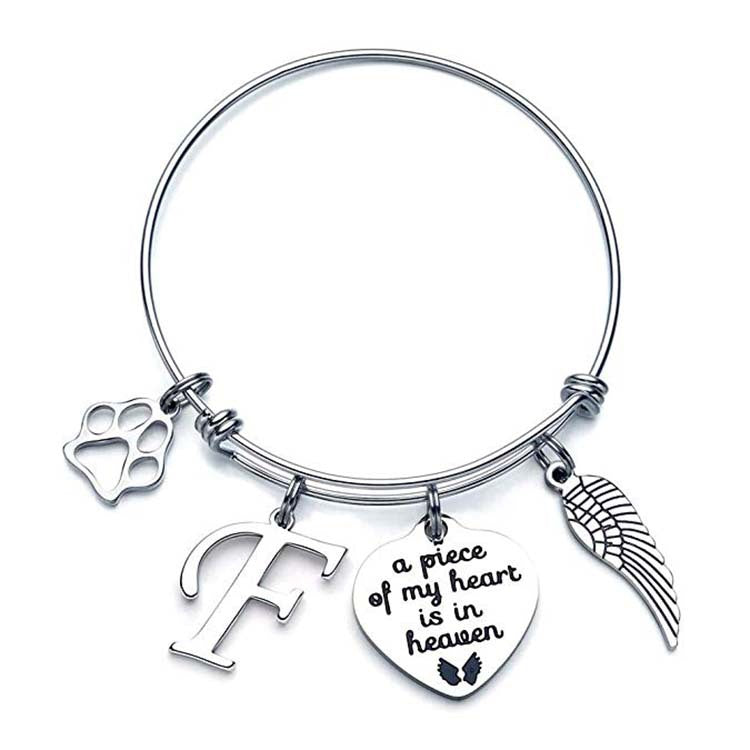 Memorial A Piece Of My Heart In Heaven Dog Paw Bracelet