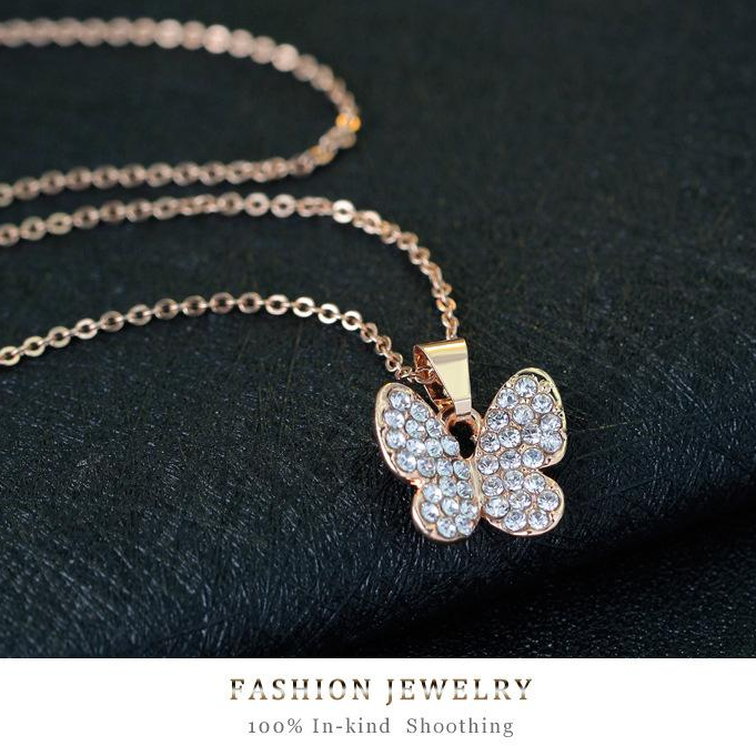 Butterfly Diamond Necklace Earrings Rings Bracelets Four-piece Set