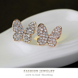 Butterfly Diamond Necklace Earrings Rings Bracelets Four-piece Set