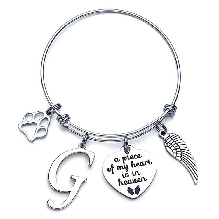 Memorial A Piece Of My Heart In Heaven Dog Paw Bracelet