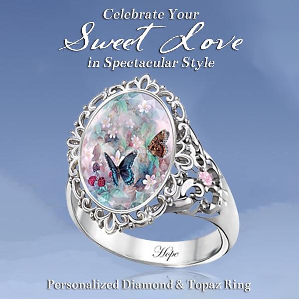Colorful Zircon Romantic Butterfly Ring