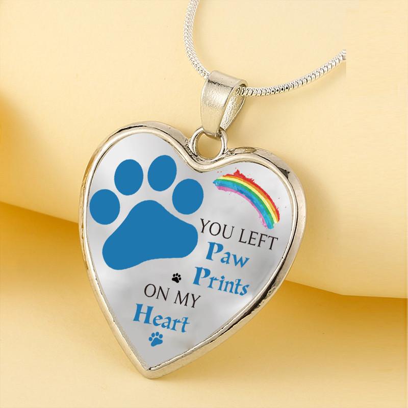Dog Memorial Necklace You Left Paw Prints on My Heart