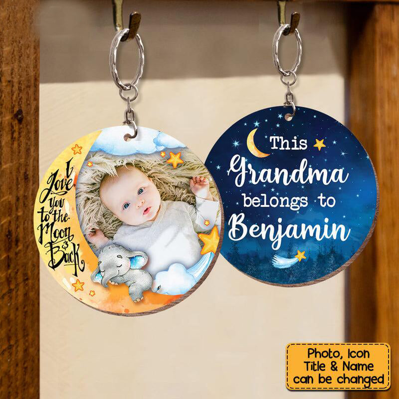 This Grandma Belongs to Elephant Wood Keychain