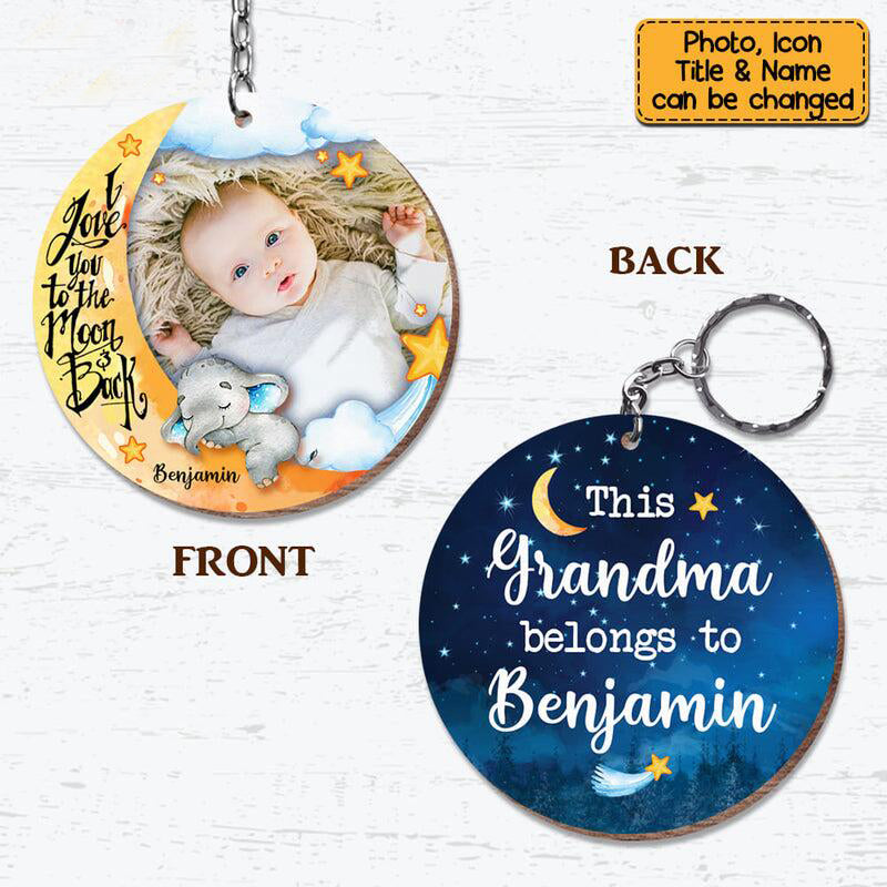 This Grandma Belongs to Elephant Wood Keychain