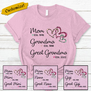 Mom Est Grandma Est Great Grandma T-Shirt
