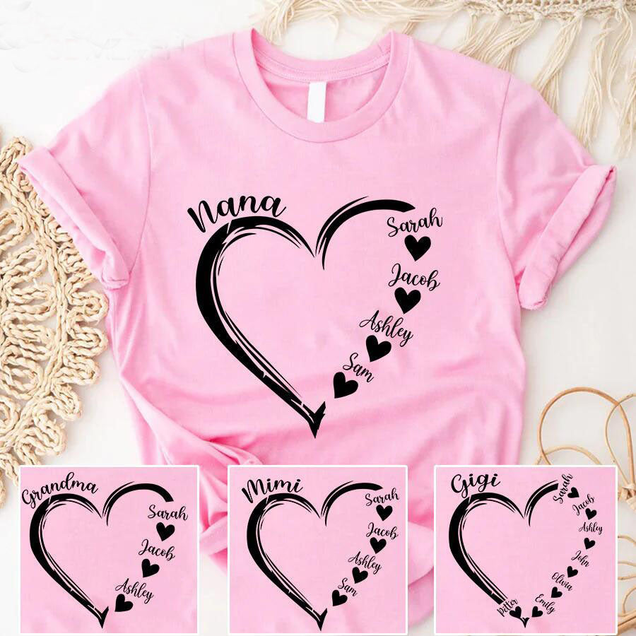 Personalized Grandma Shirt - Custom Grandkids Name Shirt For Nana, Mimi, Mom - Christmas Birthday Gift