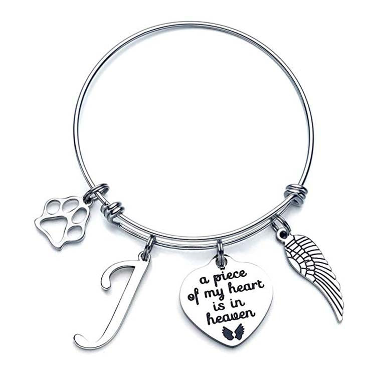 Memorial A Piece Of My Heart In Heaven Dog Paw Bracelet