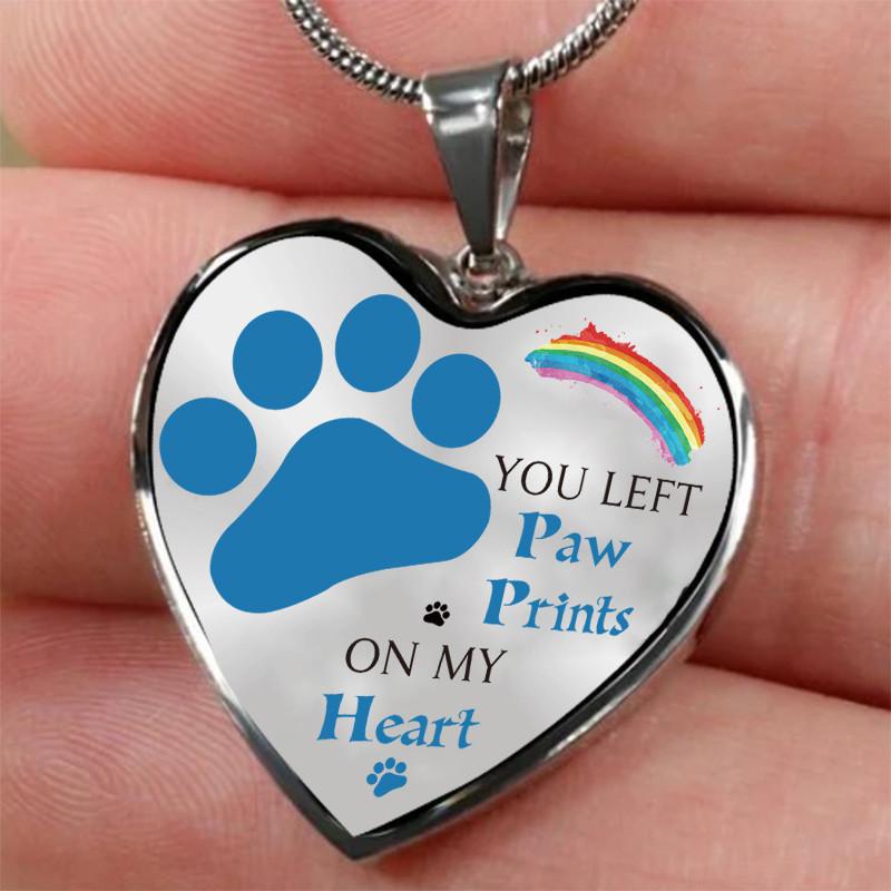 Dog Memorial Necklace You Left Paw Prints on My Heart