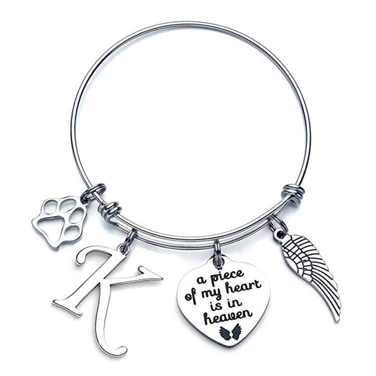 Memorial A Piece Of My Heart In Heaven Dog Paw Bracelet