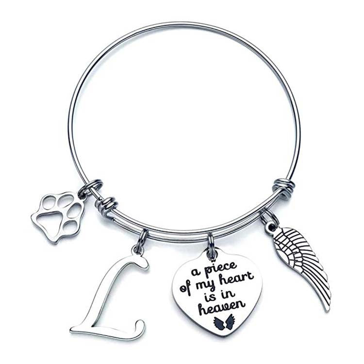 Memorial A Piece Of My Heart In Heaven Dog Paw Bracelet