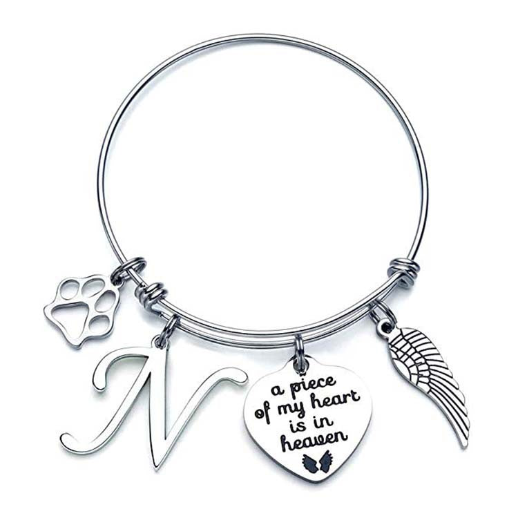 Memorial A Piece Of My Heart In Heaven Dog Paw Bracelet