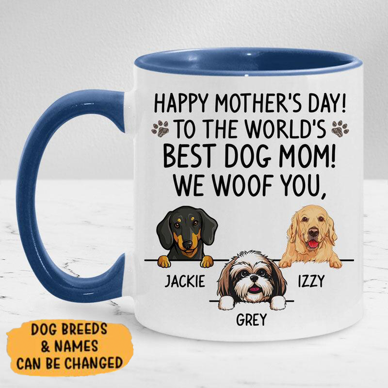 To The World's Best Dog Mum, Personalized Accent Mug, Mother's Day Gifts