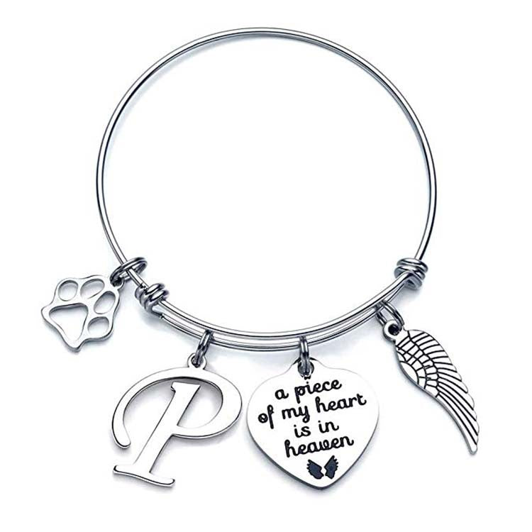 Memorial A Piece Of My Heart In Heaven Dog Paw Bracelet