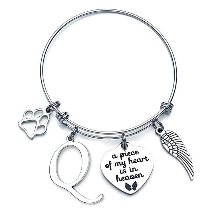 Memorial A Piece Of My Heart In Heaven Dog Paw Bracelet