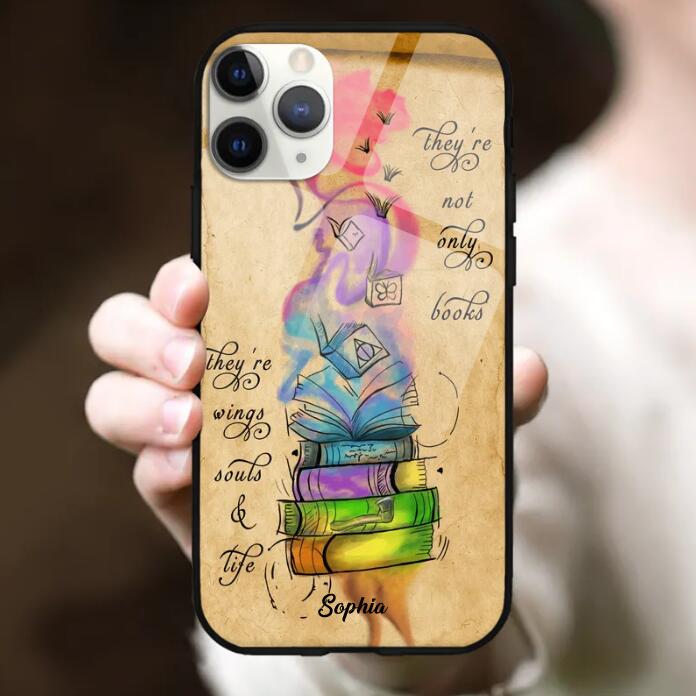 They're Not Only Books Personalized Glass Phone Case