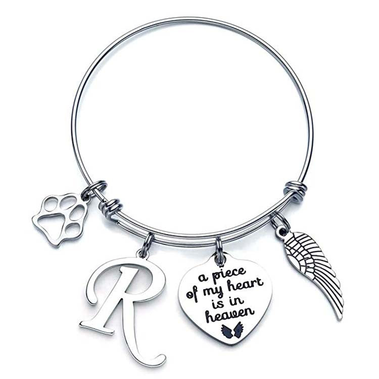 Memorial A Piece Of My Heart In Heaven Dog Paw Bracelet