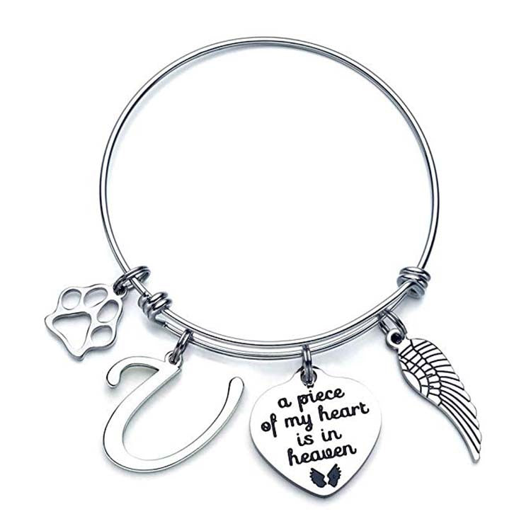 Memorial A Piece Of My Heart In Heaven Dog Paw Bracelet