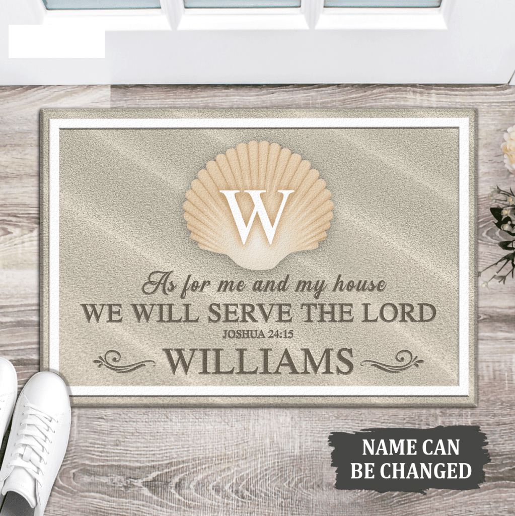 Elegant Beach & Seashell Monogram Personalized Doormat