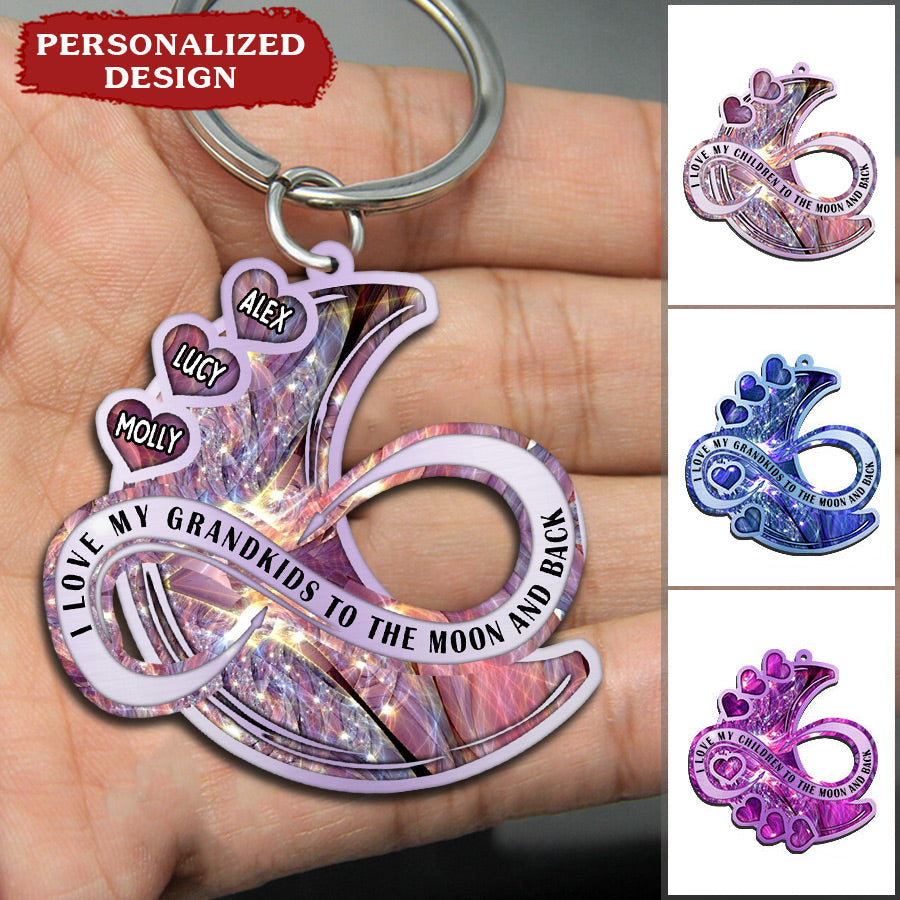 I Love My Grandkids To The Moon and Back Personalized Keychain