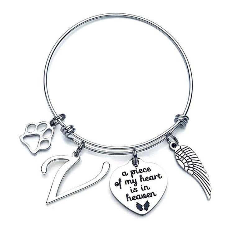 Memorial A Piece Of My Heart In Heaven Dog Paw Bracelet