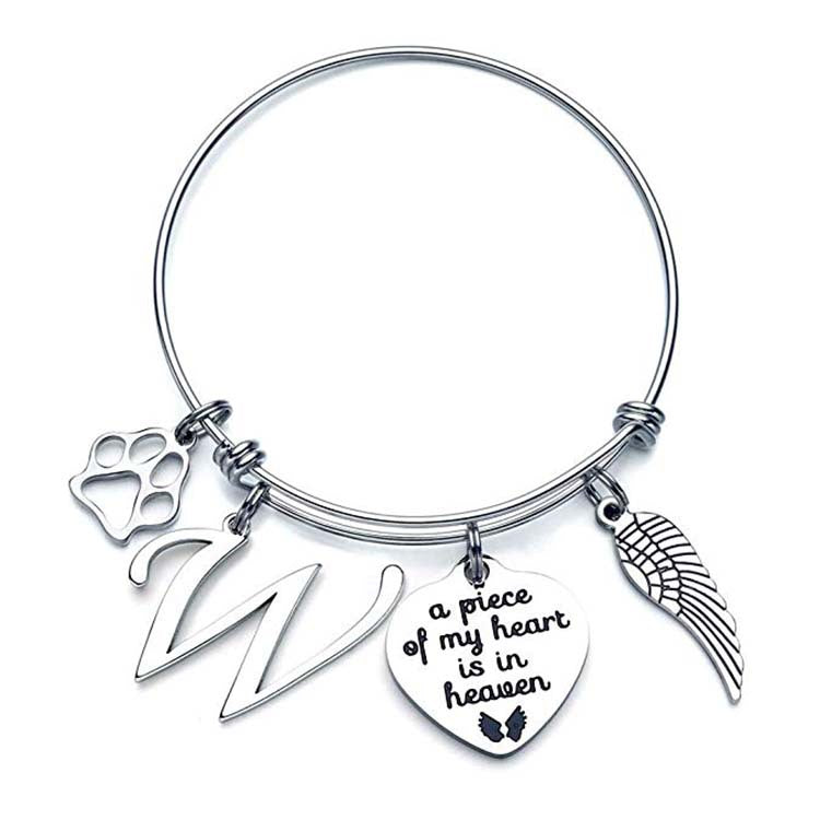 Memorial A Piece Of My Heart In Heaven Dog Paw Bracelet