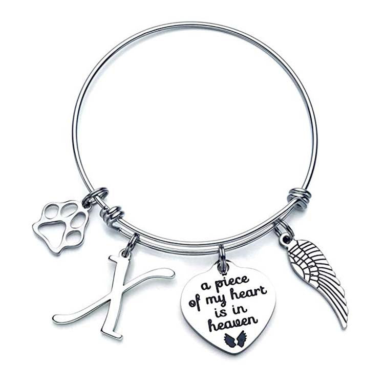 Memorial A Piece Of My Heart In Heaven Dog Paw Bracelet