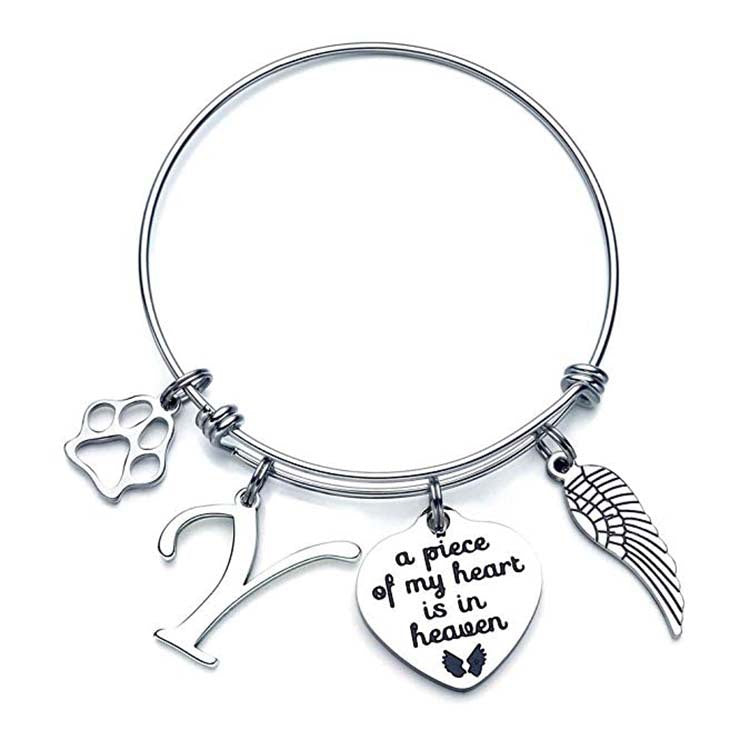 Memorial A Piece Of My Heart In Heaven Dog Paw Bracelet